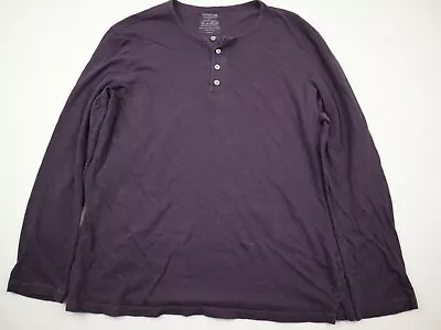 Vince Shirt Men XL Purple Solid Long Sleeve Henley Pullover Tee Pima Cotton • $39.99