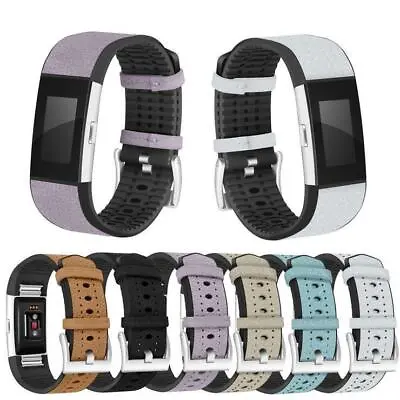$14.18 • Buy Black/Brown/White TPU Leather Smart Watch Band Wrist Bracelet For Fitbit Charge2
