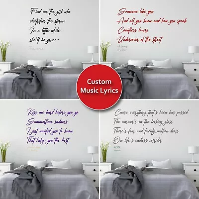  Music Lyrics Wall Art Sticker Personalised Bedroom Custom Quote Vinyl Decal • £39.99