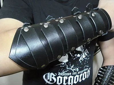 Leather Unisex Viking Leather Gauntlet.black Metal.(mdlug0263)...... Mysticum • $45