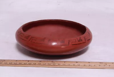 Maricopa Black-on Red Pottery Bowl By Mary Juan 7 1/2  X 2 1/4  C.1940s • $450