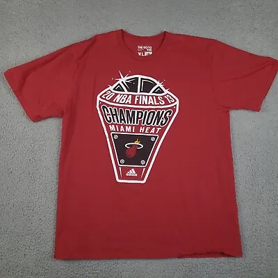 Miami Heat 2013 NBA Finals Champions T-Shirt Mens XL Red Adidas Go To Tee Ring • $9.07