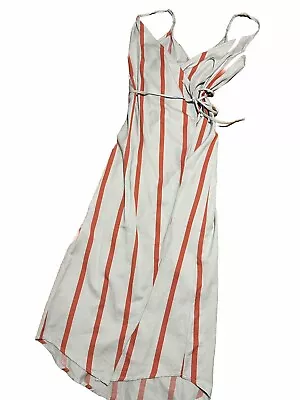 New Zulu  And Zephyr Light Blue Cotton Wrap Dress With Red Stripes. 12. NWT • $100