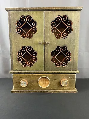 VTG Mid-Century Wooden Spice Rack Cabinet AM Radio Kitchen Storage Organizer MCM • $75