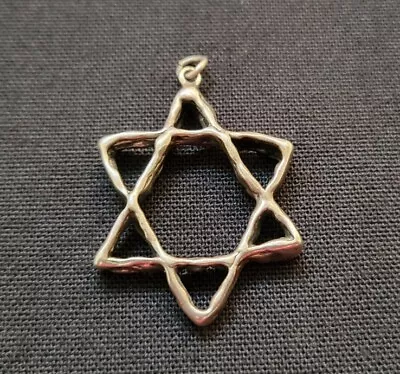 Vintage Sterling Silver Brutalist Star  Of David Pendant • $30