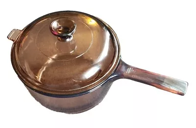 Corning Ware Vision Amber Cookware 1 L Liter Saucepan Pot Spout With Pyrex Lid • $31.97
