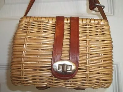 Vintage Mini Woven Wicker Basket Purse Handbag Made For Grants British Hong Kong • $50