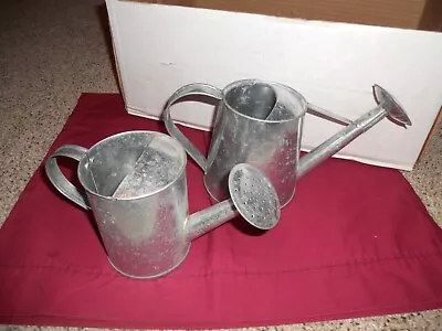 2 Silver Galvanized Watering Can / Home Decor Planters • $11.99