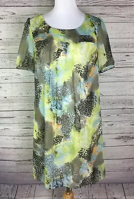 Voir Voir Women's Multicolor Short Sleeve Round Neck Lined Shift Dress Size 10 • $17.99