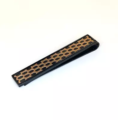 Mens Black And Rose Gold IP Stainless Steel Honeycomb Tie Bar • $24.99