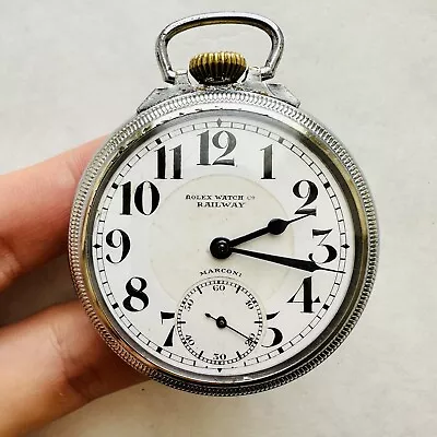 RARE ROLEX MARCONI RAILWAY Pocket Watch Vtg Swiss Old Antique Collectible 15j • $1645