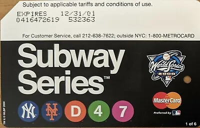 VERY RARE SUBWAY SERIES METROCARD- Mint Condition-Expired • $25.99