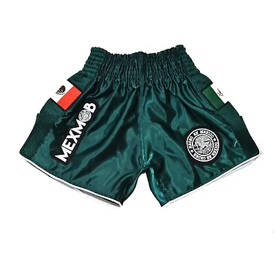 Muay Thai Green Mexmob Kickboxing Shorts World Shipping • $26.99