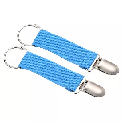 Mitten Clips 2Pcs Elastic Webbing Glove Clamp With Clip Ring Light Blue • $7.10