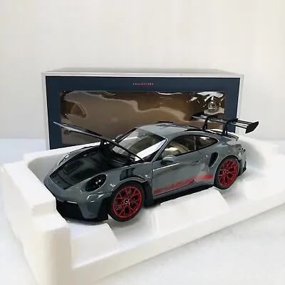 1/18 Norev Porsche 911 (992) GT3 RS Arctic Gray/Pyro Red Diecast With Opening • $169.95