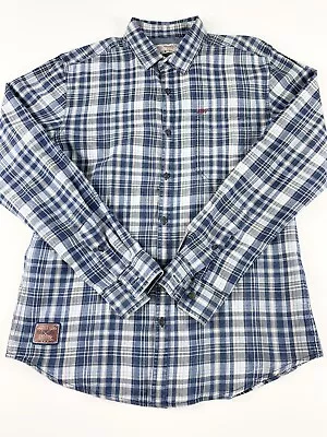 Ed Hardy Mens Medium Plaid Long Sleeve Shirt Button Up Blue Black • $19.95