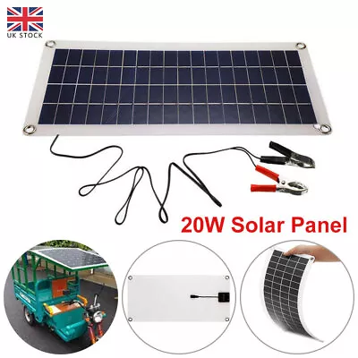 20W Solar Panel 12 Volt Trickle Battery Charger For Car Van Caravan Boat Hot UK • £18.99