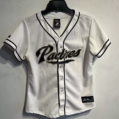 Vintage Y2K San Diego Padres Majestic Baseball Jersey Women’s Size Medium White • $45