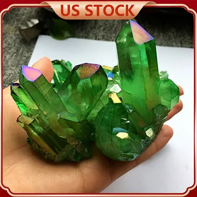 Natural Green Crystal Cluster Quartz Crystal Gem Stone Healing Mineral Reiki US • $10.33