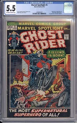 Marvel Spotlight #5 | Marvel 1972 | 1st Ghost Rider | CGC 5.5  OW/W Pages • $1200