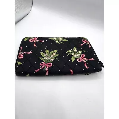 Vera Bradley Zip Around Wallet Wristlet New Hope Black With Pink Ribbons • $25