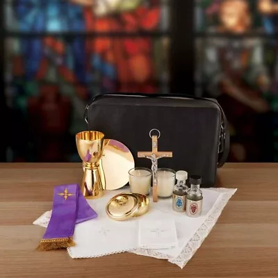 Deluxe Mass Kit Brass Communion Set In Zip Up Case For Church Or Sanctuary 12 In • $316.88