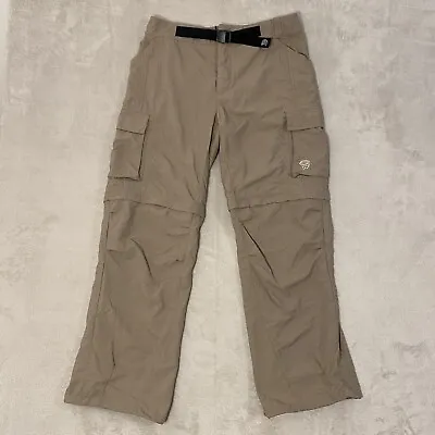 Mountain Hardwear Convertible Hiking Pants Men’s Sz M Beige Nylon Belted Shorts • $19.99