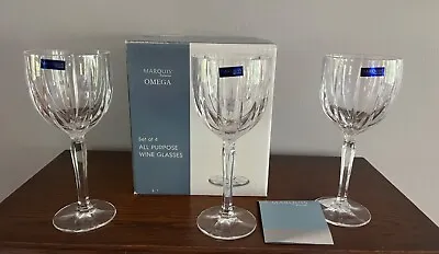 Lot Of 3 NIB Waterford Marquis OMEGA Wine Glasses 8.5  Unused Excellent • $45