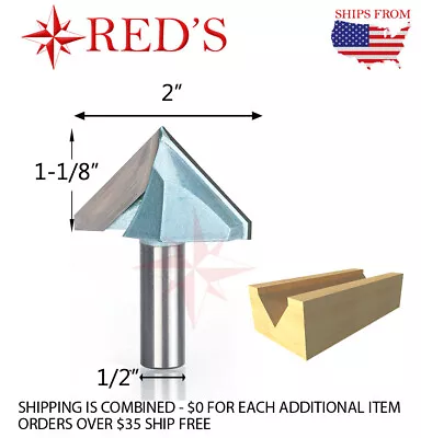 $13.99 • Buy Tideway IND LC03013208 2  DIA - 90 DEG V Groove 1/2  Shank Router Bit