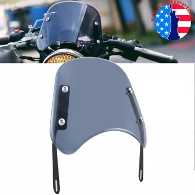 Universal Motorcycle 5 / 7'' Round Headlight Smoke Fairing Windshield Windscreen • $21.46