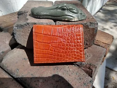 Wild American Alligator Short Trifold Wallet Mens Leather Hide Gator FB24 • $225