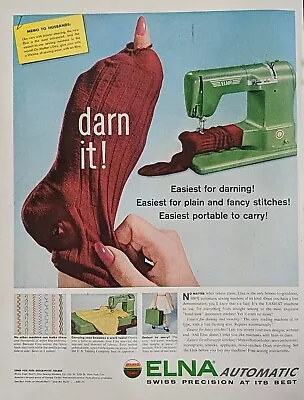 1956 Vintage Elna Automatic Sewing Machine Print Ad Zig Zag Stitch • $8.99