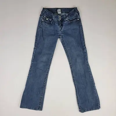 True Religion Womens Straight Leg Jeans Blue Stretch Medium Wash Denim USA 29 • $17.99