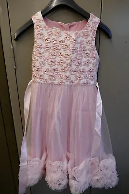 Monsoon Girls Dress Nina Jacquard And Rose Dress Pink Size UK 10YRS-BNWOT • £35