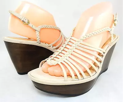 Nib $149 B Makowsky Willow Wedge Sandals Slingback Braided Straps Platform 9 39 • $34