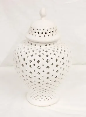 $54.95 • Buy Traditional Chinese Pierced Ceramic Ginger Temple Jar Carved Lattice Handmade