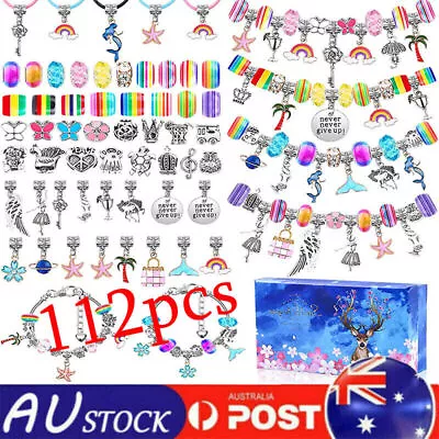 Bracelet Making Kit Beads Jewellery Charms Pendant Set DIY CraTK Girls Kids GiCZ • $18.56