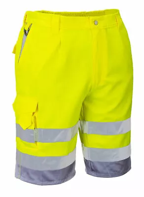 Portwest Hi Vis Polycotton Shorts EN471 Work Wear Summer Safety E043 Medium • £14.95