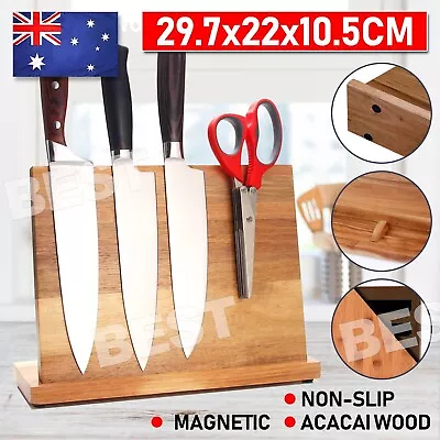 Knife Magnet Holder Stand Wood Storage Cutlery Rack Block Kitchen Bar Tool • $25.95