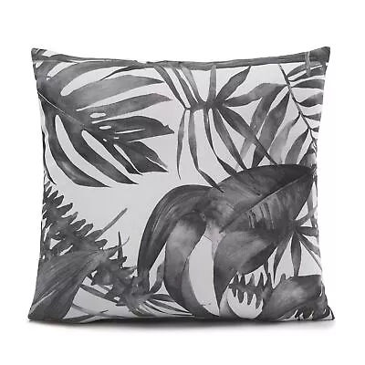 Set Of 2 Jungle Tropical Palm Grey Leaves Silky Reversible 18  Cushion Covers • £6.99