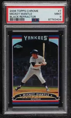 2006 Topps Chrome Black Refractor 398/549 Mickey Mantle #7 PSA 9 MINT HOF • $5.50