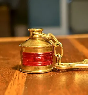 Vintage Brass Lantern Keychain Red Nautical Railroad Retro Gift Maritime Boat • $14.95
