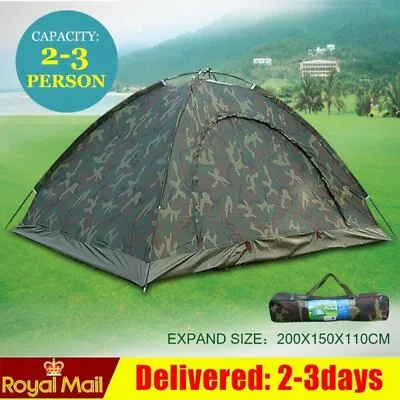 Portable Camouflage Pop Up Camping Hiking Automatic Instant Tent 2-3 Person Camo • £19.89