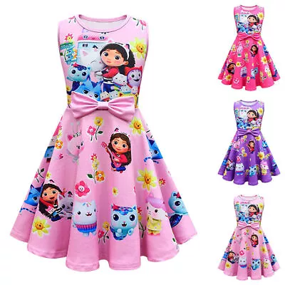 Girl Kid Cartoon Princess Dress Birthday Party Bowknot Swing Fancy Dress • $24.86