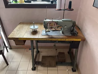 Industrial Sewing Machine With Timber Table Vintage • $135