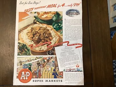 1946 A&P Grocery Store Ad With Recipe For Hungarian Goulash From Life Magazine. • $12