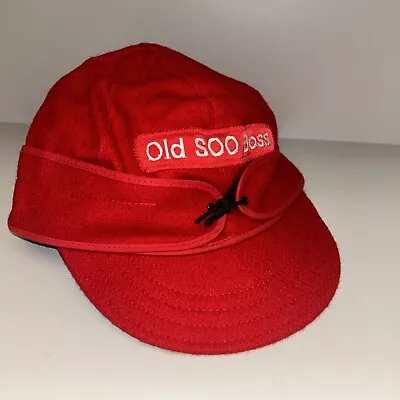Vintage Stormy Kromer Soo Line Railroad Red Wool Hat Size 7 1/4 • $44.99