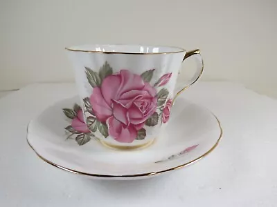 Vintage Royal London Bone China England Tea Cup & Saucer  Pink Rose Gold Trim • $15