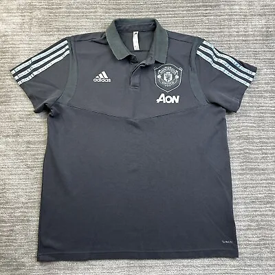 Manchester United Adidas Polo Shirt Mens Large Gray Football Soccer Casual • $29.99