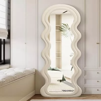 Full Length Mirror 63  X 24  Floor Mirror Irregular Wavy Mirror Wave (White) • $102.77